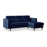 Skye Midnight Blue Velvet Chaise Sofa from Roseland Furniture