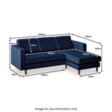 Skye Midnight Blue Velvet Chaise Sofa from Roseland Furniture