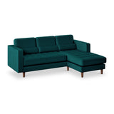 Skye Teal Velvet Chaise Sofa from Roseland Furniture