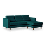 Skye Teal Velvet Chaise Sofa from Roseland Furniture