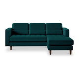 Skye Teal Velvet Chaise Sofa from Roseland Furniture