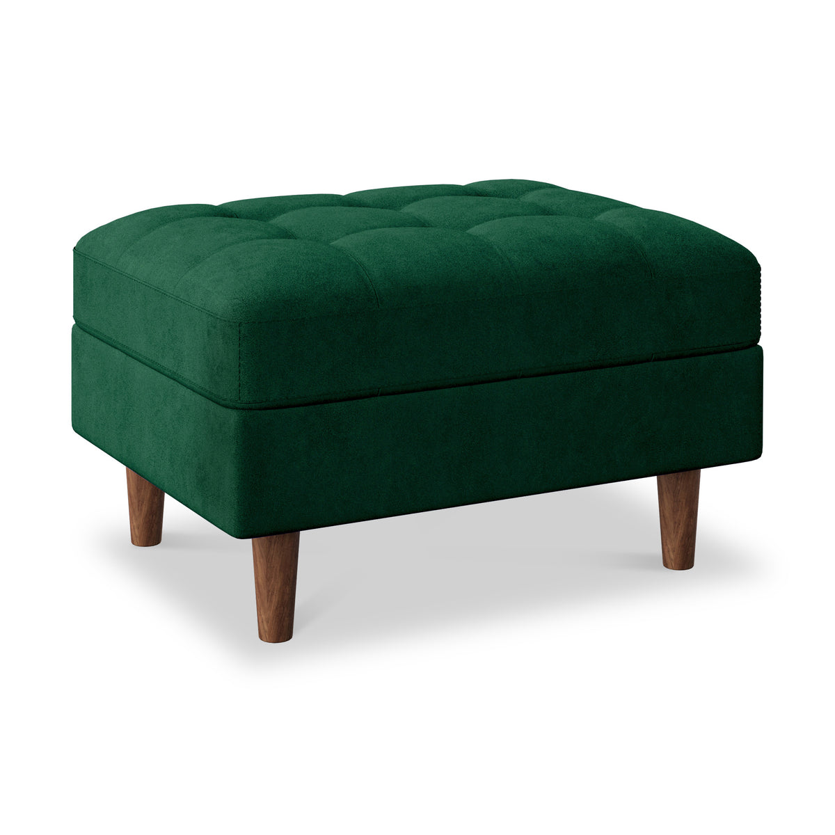 Skye Bottle Green Velvet Storage Footstool from Roseland Furniture