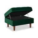 Skye Bottle Green Velvet Storage Footstool from Roseland Furniture