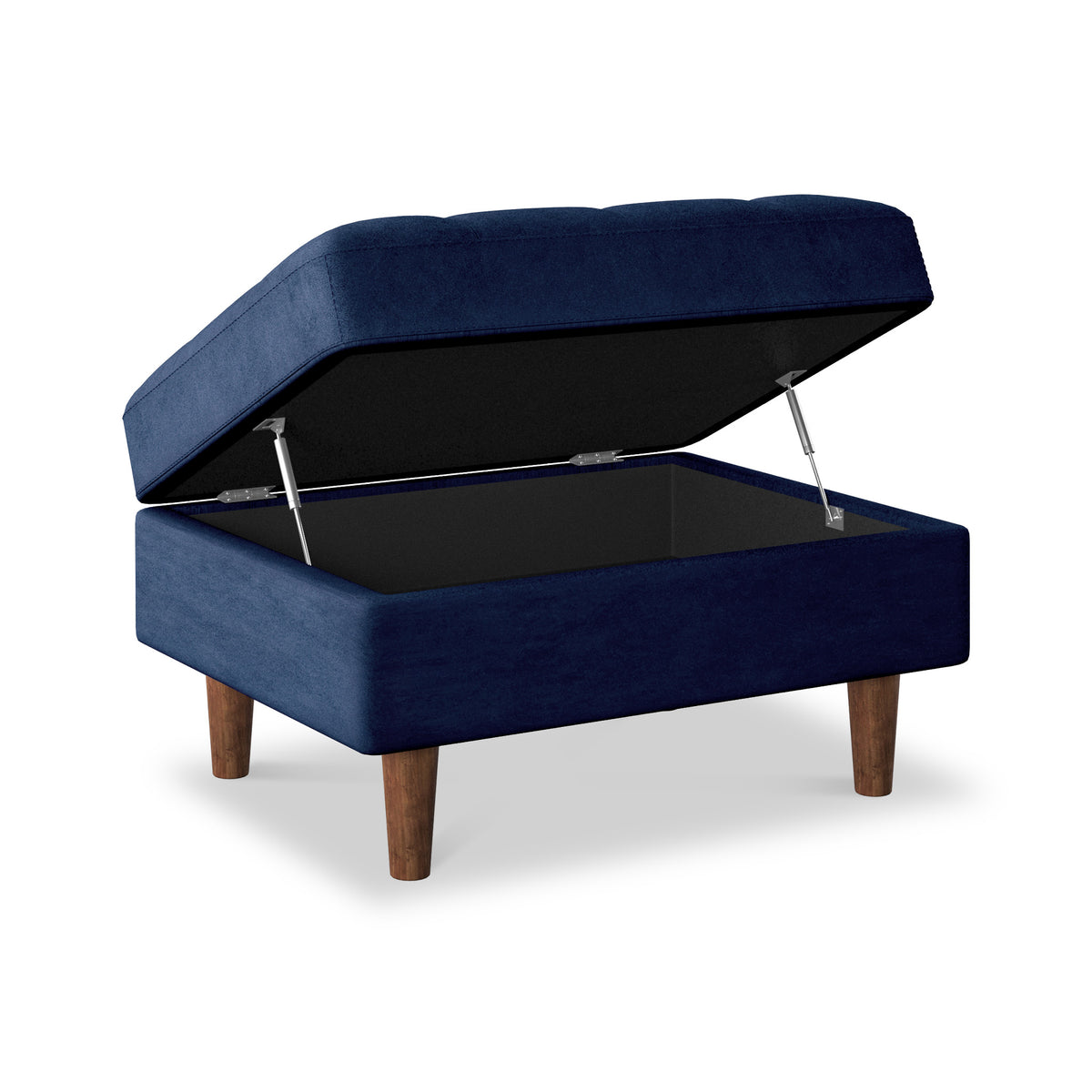 Skye Midnight Blue Velvet Storage Footstool from Roseland Furniture