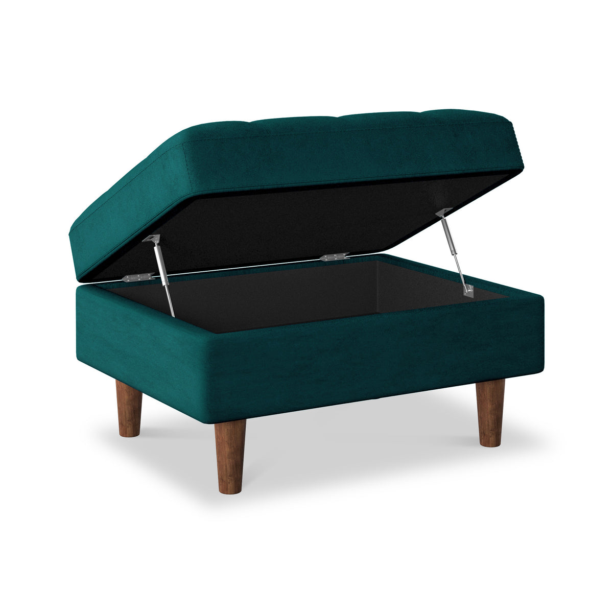 Skye Teal Velvet Storage Footstool from Roseland Furniture