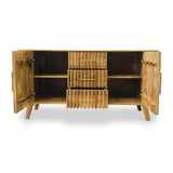 Leo Slatted Mango Wood 2 Door 3 Drawer Sideboard Cabinet