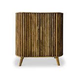 Leo Slatted Mango Wood 2 Door Tall Sideboard from Roseland Furniture