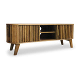 Leo Slatted Mango Wood 2 Door Large TV Unit from Roseland Furniture