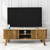 Leo Slatted Mango Wood 2 Door Large TV Unit for living room