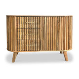 Leo Slatted Mango Wood 3 Drawer 1 Door Sideboard Cabinet from Roseland Furniture