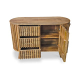 Leo Slatted Mango Wood 3 Drawer 1 Door Sideboard Cabinet