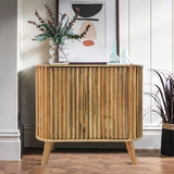 Leo Slatted Mango Wood 2 Door Small Sideboard for living room