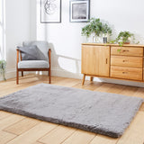 Dorset Grey Hand Tufted Super Teddy Rug for bedroom