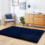 Dorset Navy Blue Hand Tufted Super Teddy Rug for bedroom