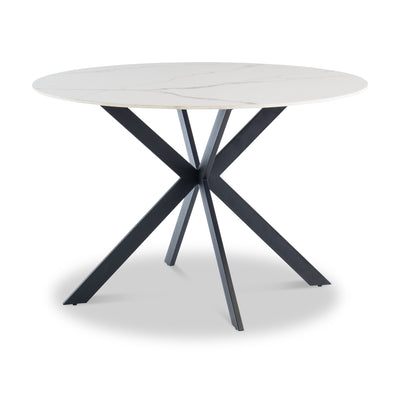 Alrik 120cm White Sintered Stone Round Dining Table