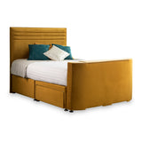 Ryton 2 Drawer Velvet TV Bed in Mustard by Roseland Furniture 