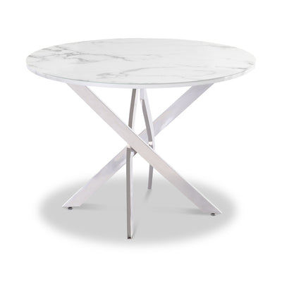 Rasmus 107cm White Marble Round Dining Table