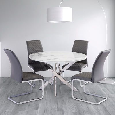 Rasmus 107cm White Marble Round Dining Table