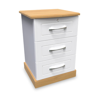 Wickham 3 Drawer Bedside Table with Lock