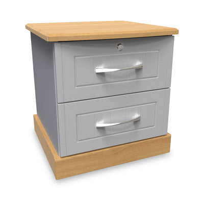 Wickham 2 Drawer Bedside Table with Lock