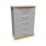 Wickham-5-drawer-chest-in-grey-ash from Roseland Furniture