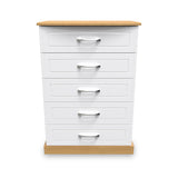 Wickham-5-drawer-chest-in-white-ash Angle1 from Roseland Furniture