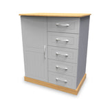 Wickham-5-drawer-small-wardrobe-in-grey-ash from Roseland Furniture