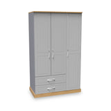 Wickham-tall-triple-2-drawer-wardrobe-in-grey-ash from Roseland Furniture