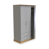 Wickham-tall-triple-2-drawer-wardrobe-in-grey-ash from Roseland Furniture