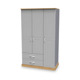 Wickham-tall-triple-2-drawer-wardrobe-in-grey-ash from Roseland Furniture