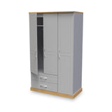 Wickham-tall-triple-2-drawer-wardrobe-in-grey-ash from Roseland Furniture