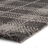 Sunbury Dark Grey Check Patterned Rug