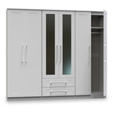 Bellamy Grey Tall 6 Door 2 Drawer with Mirrors Wardrobe by Roseland