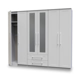 Bellamy Grey Tall 6 Door 2 Drawer with Mirrors Wardrobe by Roseland