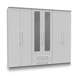 Bellamy Grey Tall 6 Door 2 Drawer with Mirrors Wardrobe by Roseland