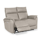 Enys Frost Grey Electric Leather Recliner 2 Seater Sofa