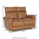 Enys Saddle Tan Leather Recliner 2 Seater Sofa dimensions