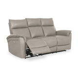 Enys Frost Grey Electric Leather Recliner 3 Seater Sofa