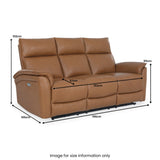 Enys Saddle Tan Electric Leather Recliner 3 Seater Sofa dimensions