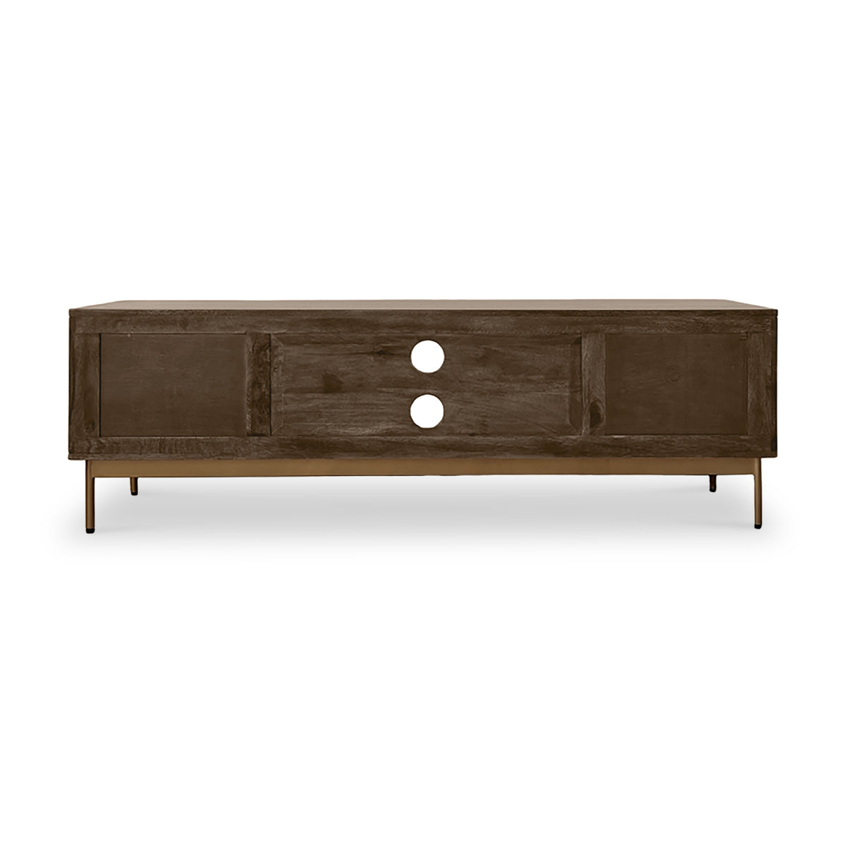 Beau Grooved Mango Wood Brown Large TV Unit from Roseland Furniture