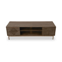 Beau Grooved Mango Wood Brown Large TV Unit from Roseland Furniture