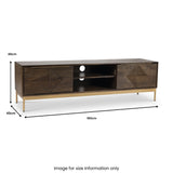 Beau Grooved Mango Wood Extra Large Brown TV Unit from Roseland Furniture