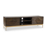 Beau Grooved Mango Wood Extra Large Brown TV Unit from Roseland Furniture