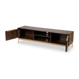 Beau Grooved Mango Wood Extra Large Brown TV Unit from Roseland Furniture