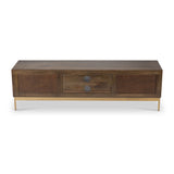 Beau Grooved Mango Wood Extra Large Brown TV Unit from Roseland Furniture