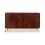 Beau Grooved Mango Wood 4 Door Extra Large Sideboard Buffet Cabinet