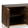 Beau Grooved Mango Wood Brown 4 Door Sideboard from Roseland Furniture