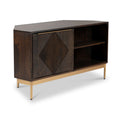 Beau Grooved Mango Wood Brown Corner TV Unit from Roseland Furniture