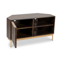 Beau Grooved Mango Wood Brown Corner TV Unit from Roseland Furniture