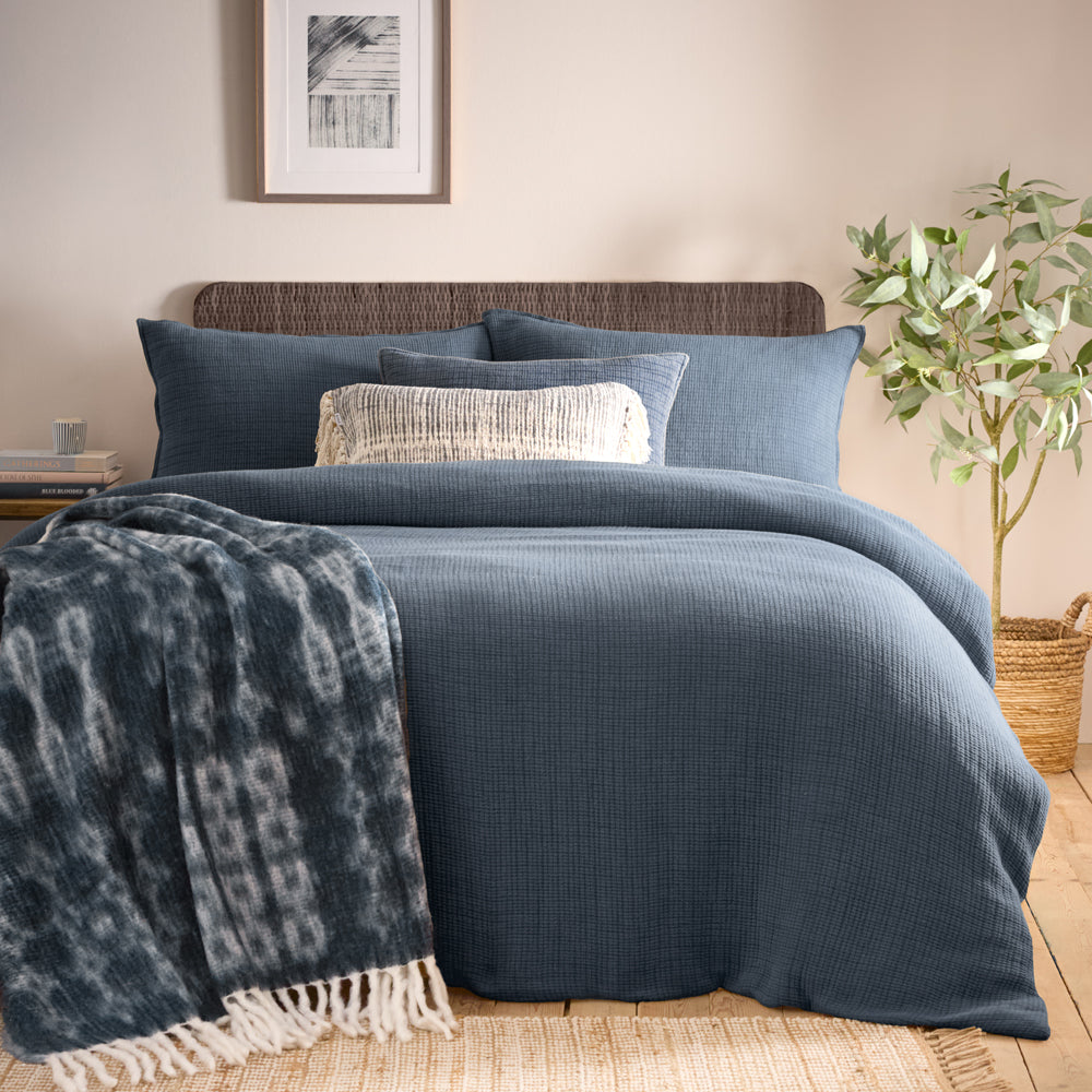 Ribble Acid Wash Ribbed Cotton Duvet Set from Roseland Furniture